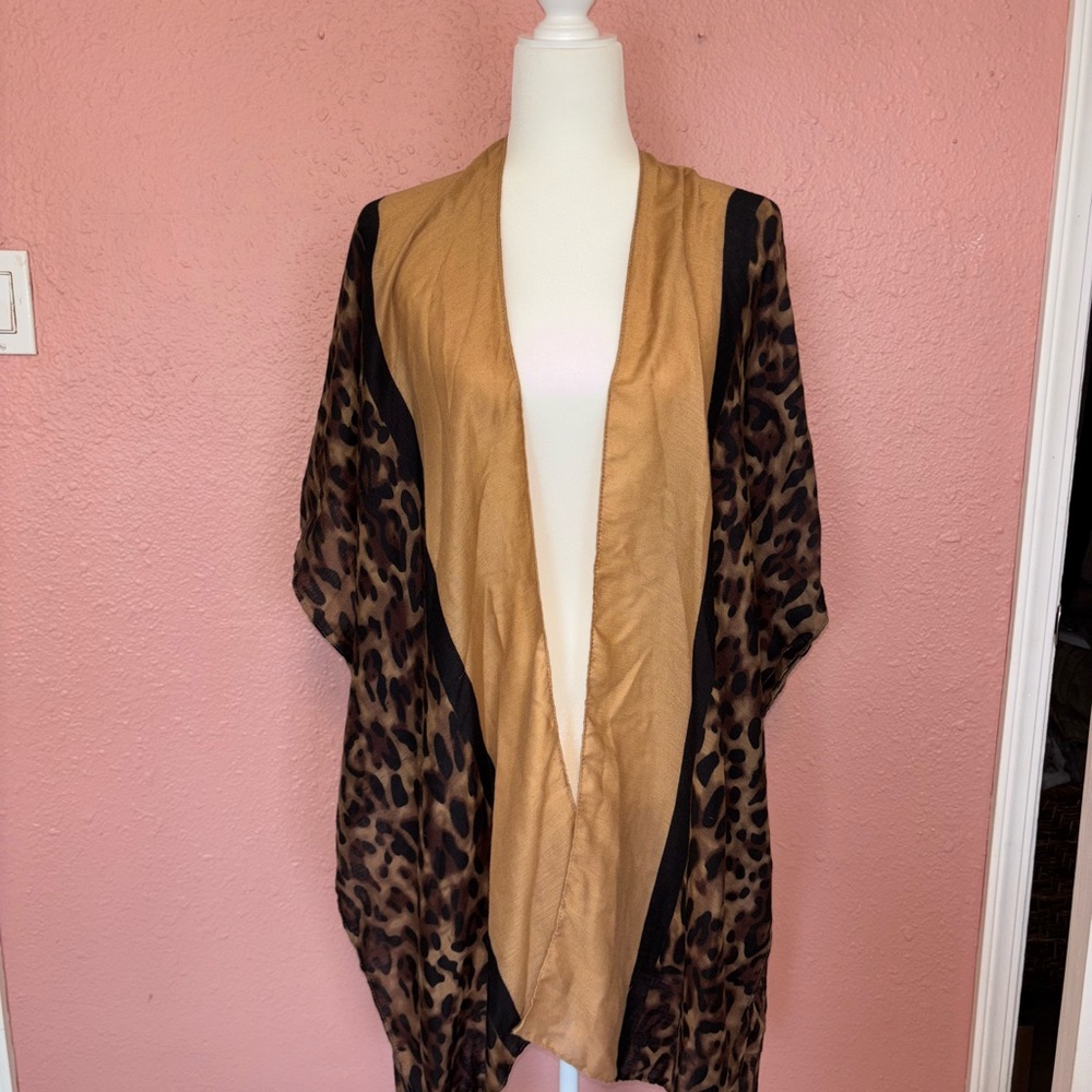 Leopard Print Open Swimsuit Cover-Up